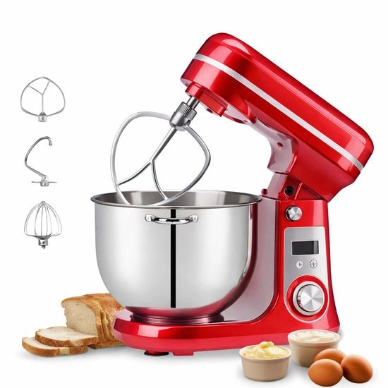 Macchina da Cucina 6L – 1200W – Rosso – Mangiainsieme in Acciaio Inossidabile – Robot da Cucina con Contenitore e Frullatore – Impastatrice per Cottura e Cucina