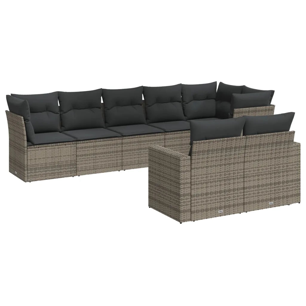 Set Divano da Giardino 8 pz con Cuscini Grigio in Polyrattan 3219210