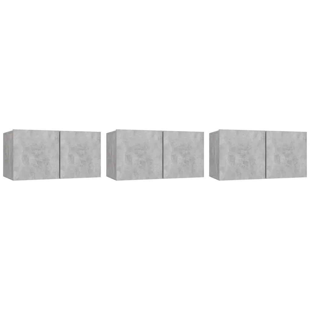Mobili Porta TV Pensili 3pz-Set di 3 Credenza per TV sospesa Grigio Cemento 60x30x30 cm