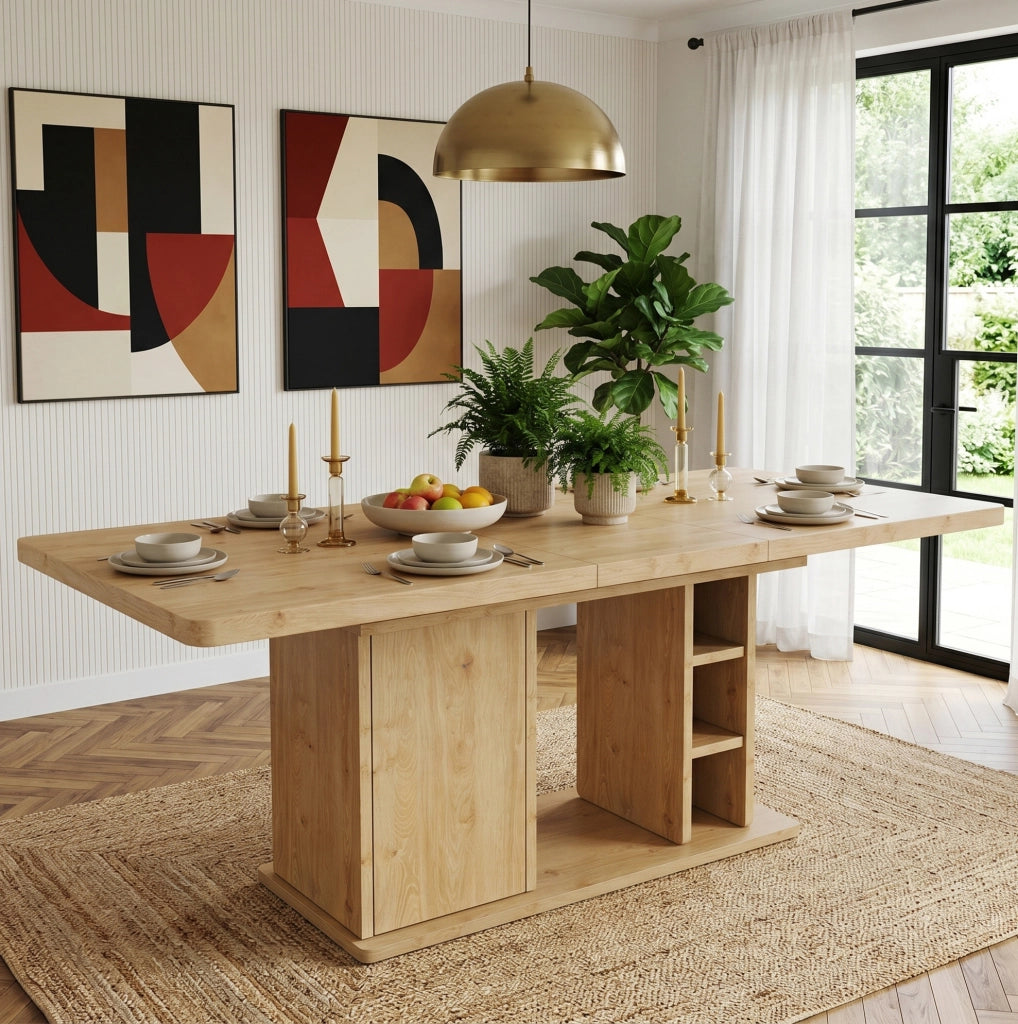 Tavolo da pranzo allungabile 140-180 x 80 cm con contenitore