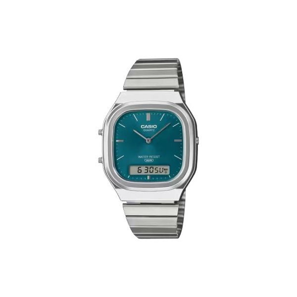Orologio casio aq 240e 3aef vintage silver e blue