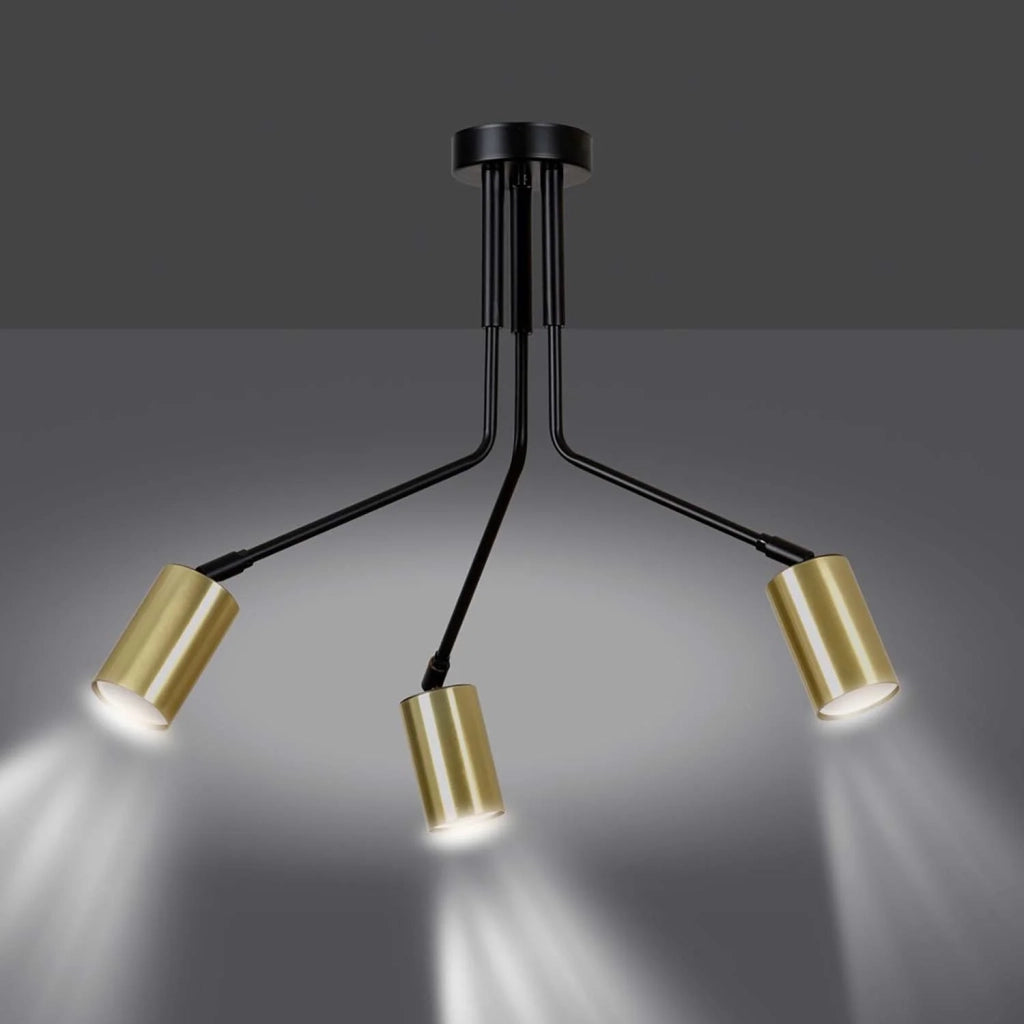 Plafoniera Minimal Tenjin Acciaio Nero 3 Luci Gu10 Ip20