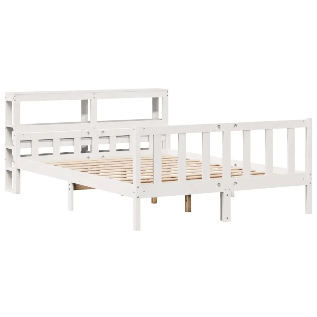 Letto matrimoniale | Letto per adulti | Letto senza Materasso Bianco 150x200 cm Legno Massello di Pino