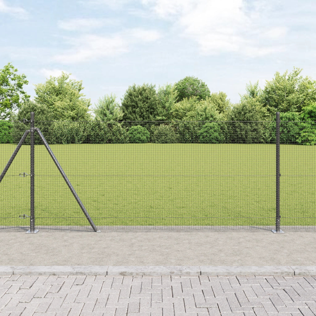 Set di Pali di Recinzione Set di 2 Grigio Metallo, Plastica