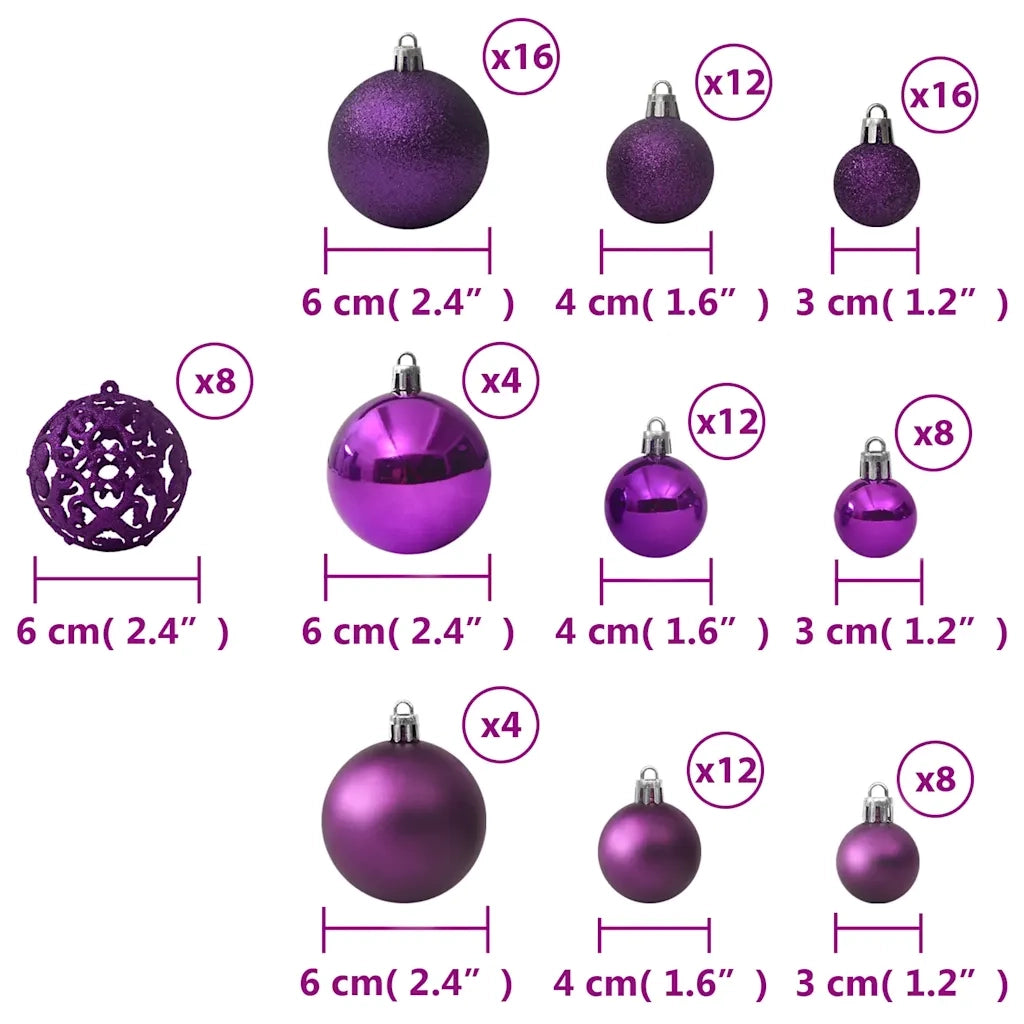 Set Palline di Natale 100 pz Viola 330086