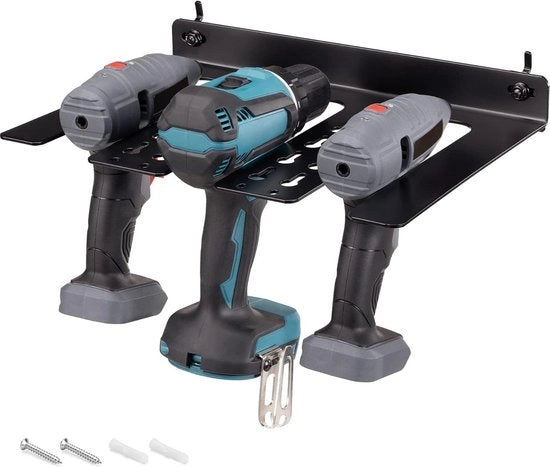 Supporto per strumenti per la officina - Sistema di appoggio per 3 trapani - Organizzatore per strumenti.