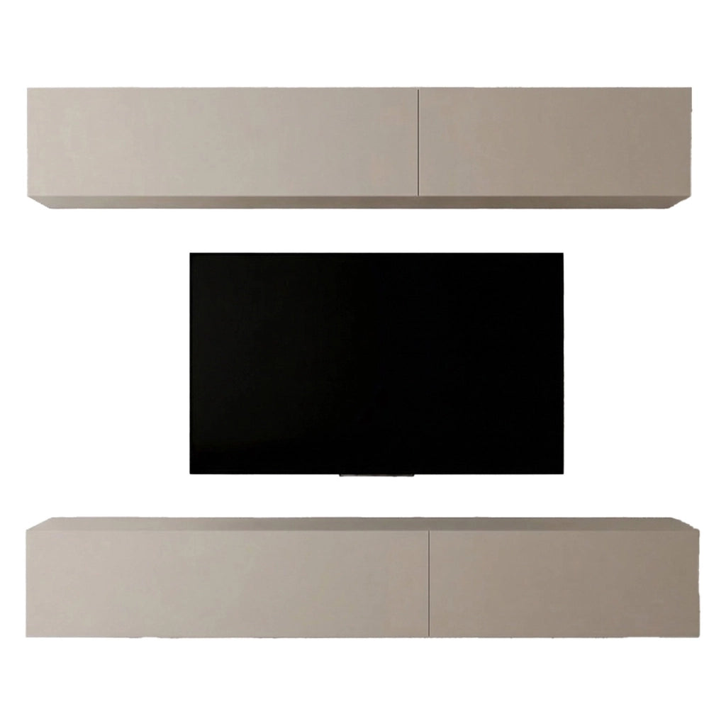 Mobile Soggiorno Suisio, Parete Attrezzata Modulabile, Beige
