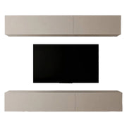 Mobile Soggiorno Suisio, Parete Attrezzata Modulabile, Beige