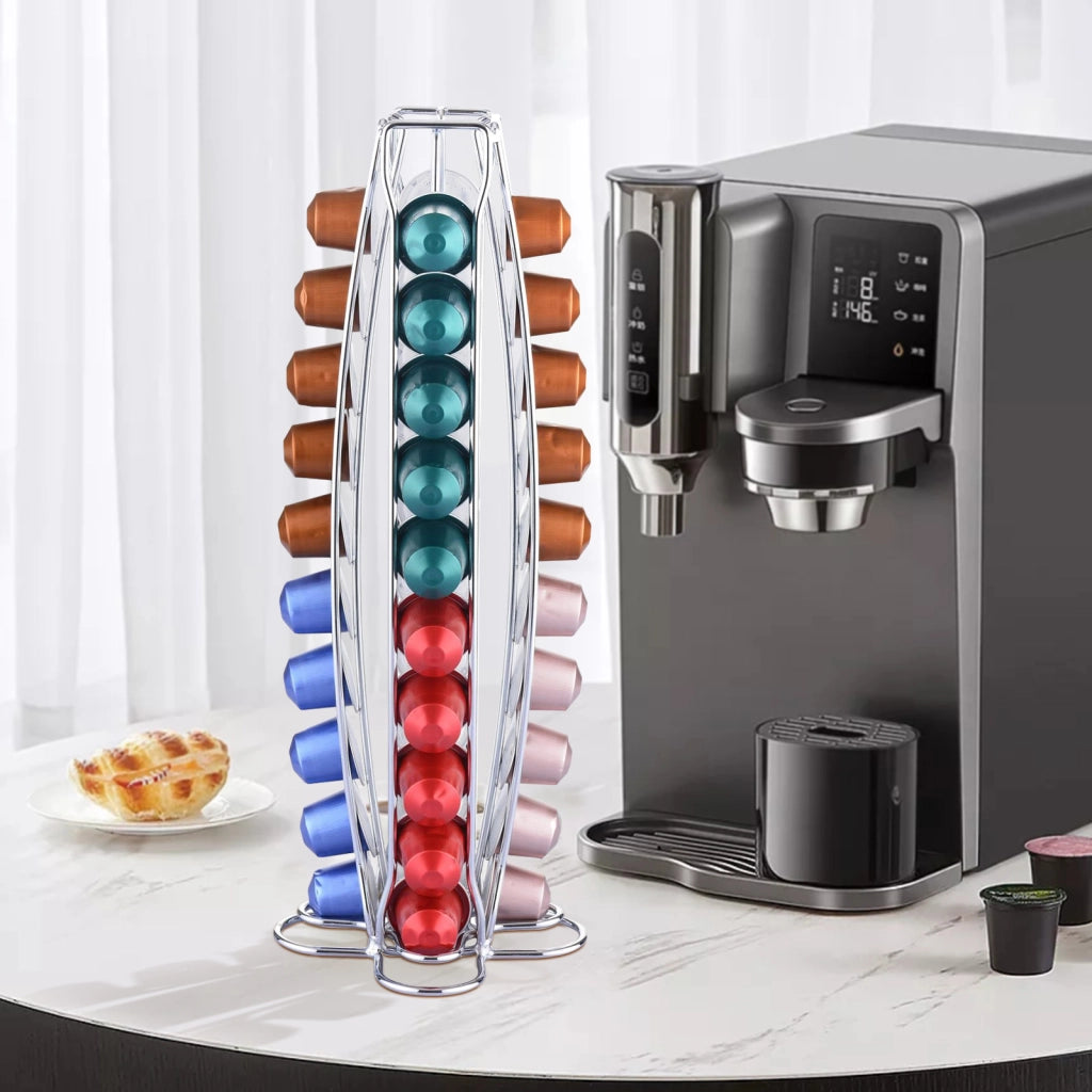 Dispenser per 40 capsule Nespresso torre in metallo Argento Cheffinger