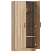 Mobile Cucina Multiuso Credenza Moderna 75x40x165 cm Ante a Chiusura Ammortizzata Color Legno