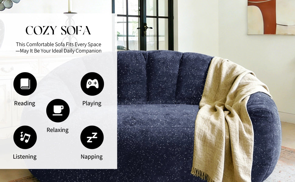 Poltrona sacco a forma di zampa d’orso, in flanella blu, design ergonomico per salotto e camera