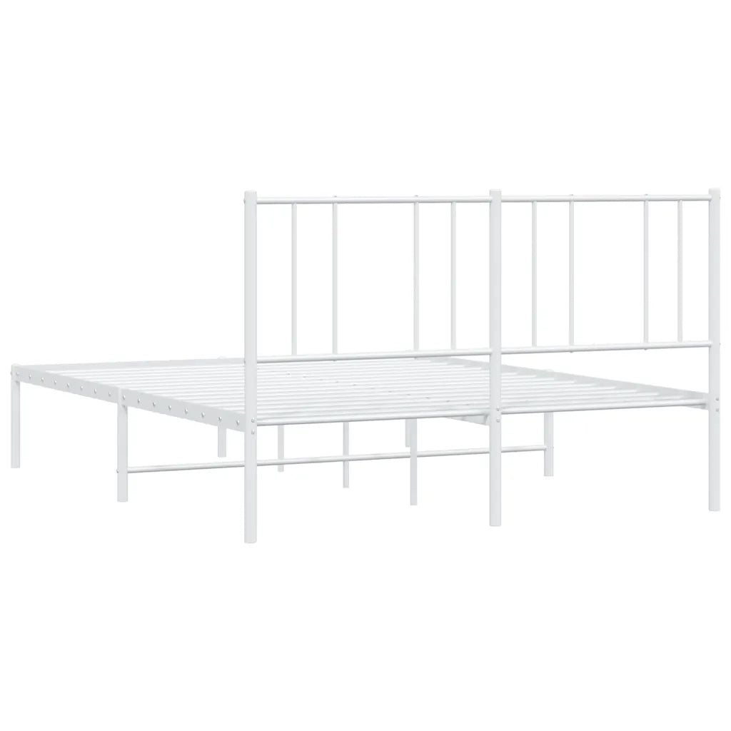 Letto matrimoniale | Letto per adulti | Giroletto con Testiera Metallo Bianco 150x200 cm