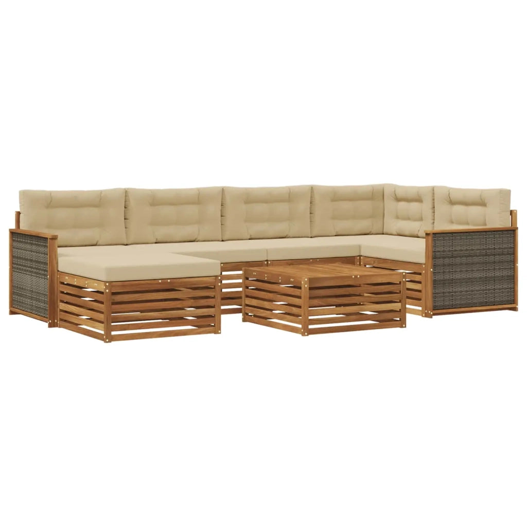 Set di divani da esterno 7 pz Naturale e Beige 3383591