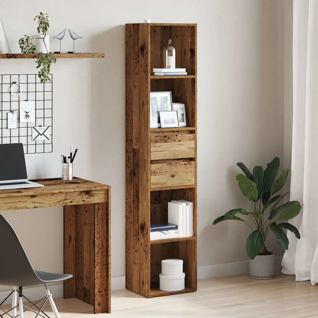 Libreria-Scaffale per Libri-Mobile di Stoccaggio Legno Antico 36x30x171 cm in Legno Multistrato