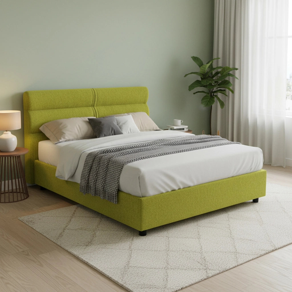 Letto Matrimoniale Briaglia, Letto Matrimoniale Sfoderabile Made in Italy, Verde