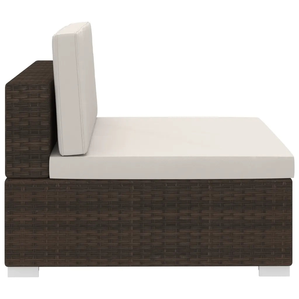 Set Divani da Giardino 3 pz | Set Salotto da Giardino con Cuscini in Polyrattan Marrone