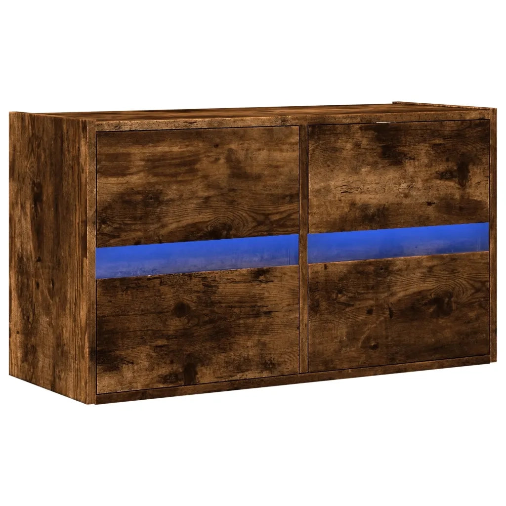 Mobile TV a Parete con Luci LED Rovere Fumo 80x31x45 cm