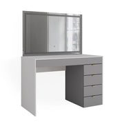 Vicco Tavolo da toeletta Bianco/grigio/grigio 115 cm con specchio a LED