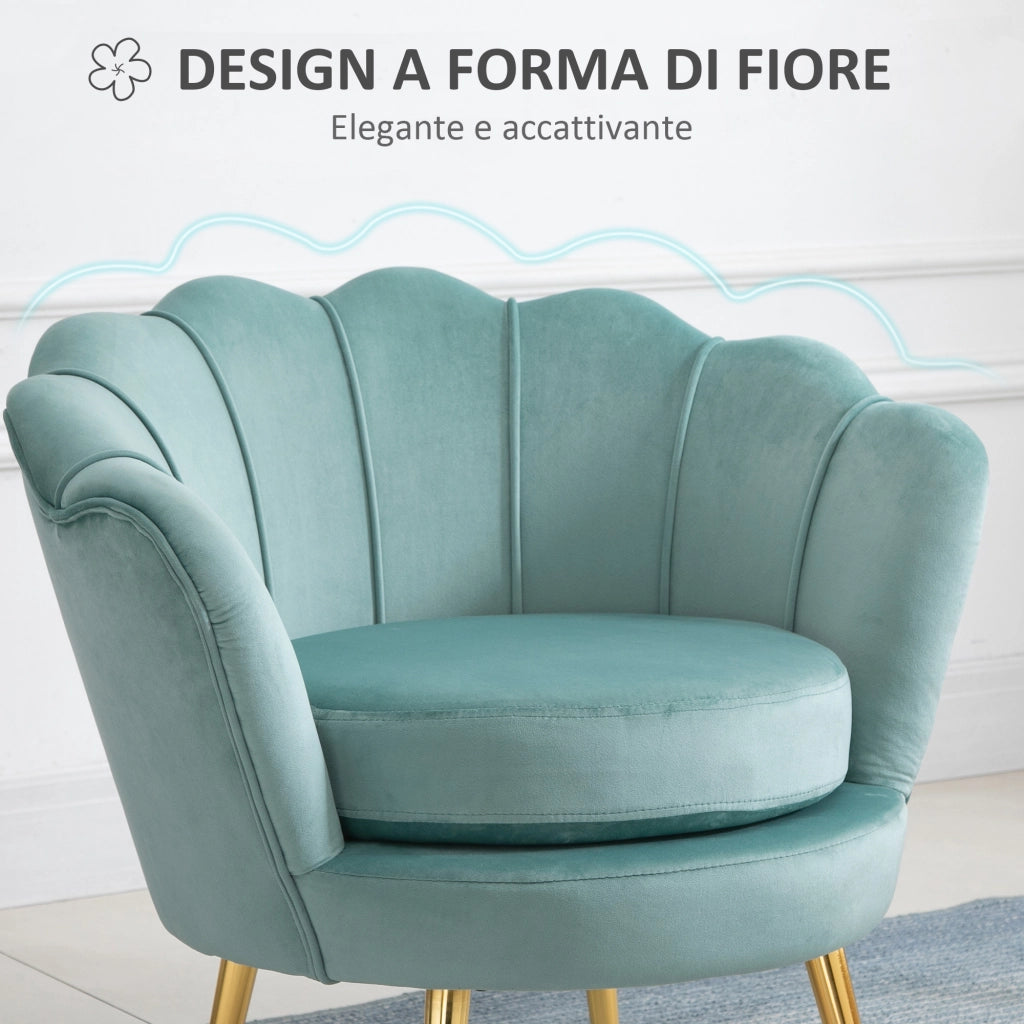Poltrona Vintage in Velluto ¨C Zephmum ¨C Verde 76x67x74 cm