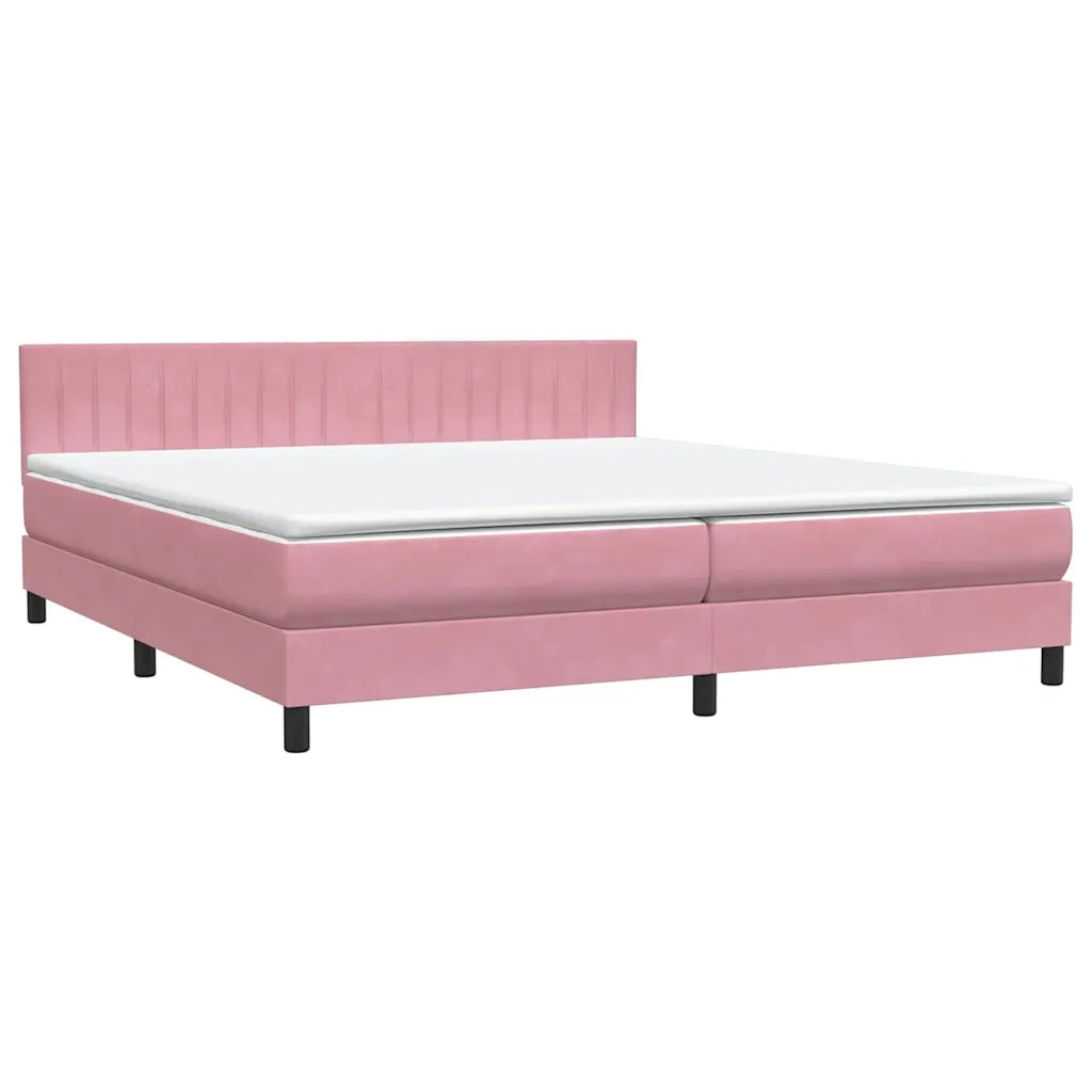 Giroletto a Molle con Materasso Rosa 180x210 cm in Velluto 3316418