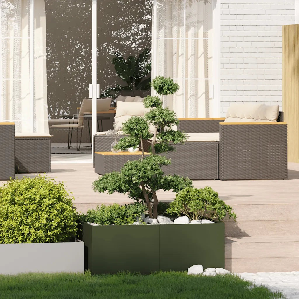 Fioriera | Cassetta per fiori | Vaso Verde Oliva 100x100x40 cm in Acciaio