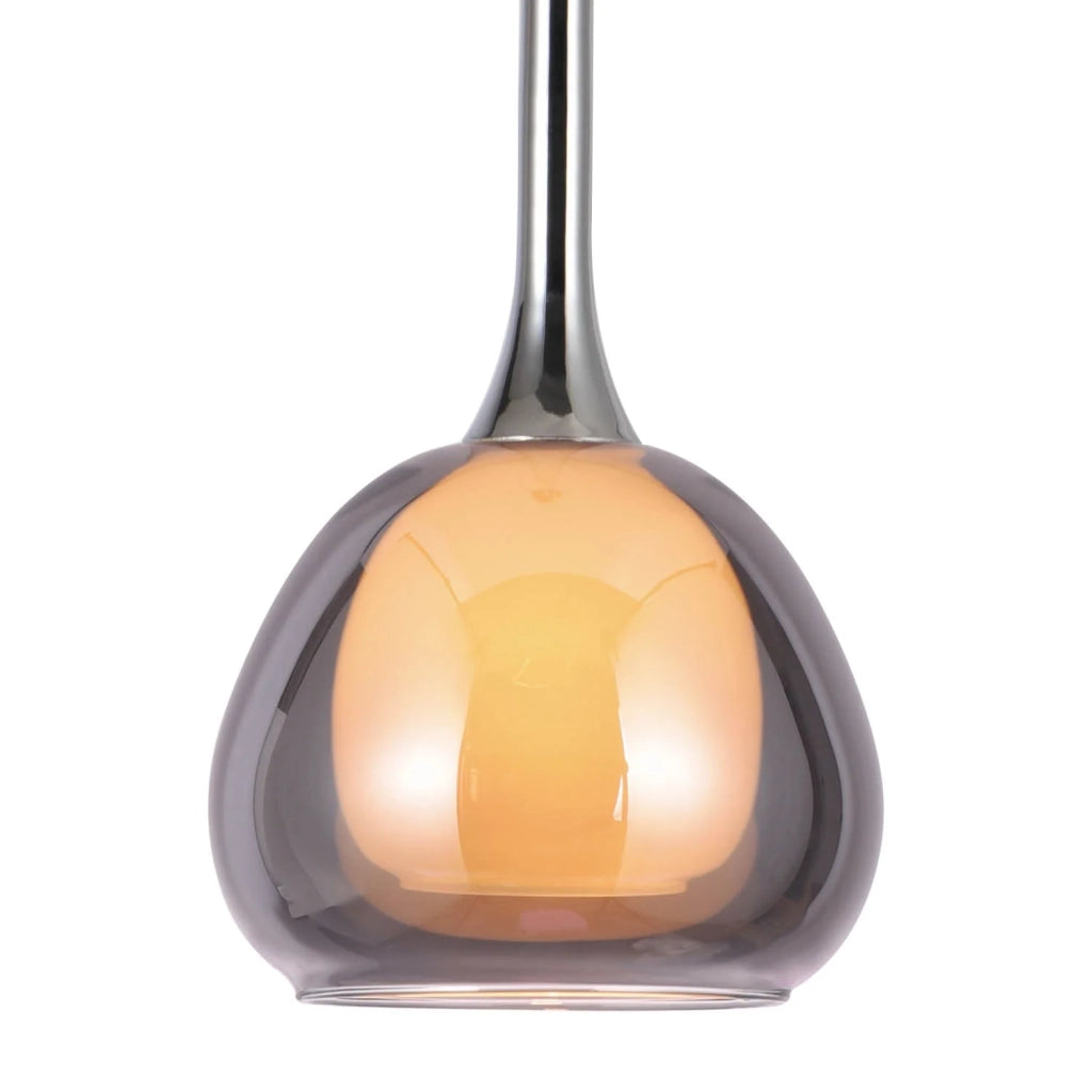 LÚZETE - LAMPADARIO A SOSPENSIONE 1 LUCE VETRO FUMÉ ESTERNO INTERNO BIANCO Ø16,5 NOLINA