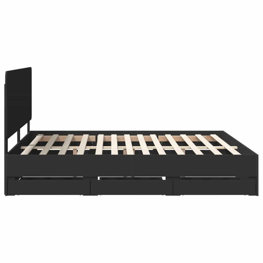 Struttura del letto Nero 200 x 200 cm Legno Ingegnerizzato