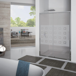 Porta scorrevole 137-141 cm , vetro serigrafato 6 mm, h. 1,95 cerniere sganciabili -new plus