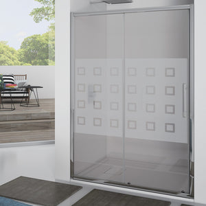 Porta scorrevole 137-141 cm , vetro serigrafato 6 mm, h. 1,95 cerniere sganciabili -new plus