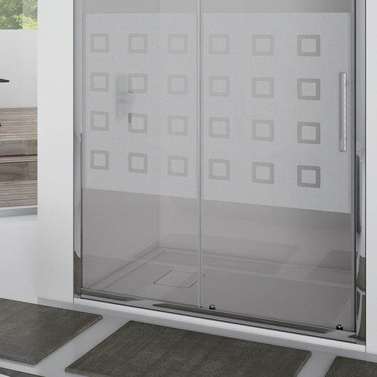 Porta scorrevole 137-141 cm , vetro serigrafato 6 mm, h. 1,95 cerniere sganciabili -new plus