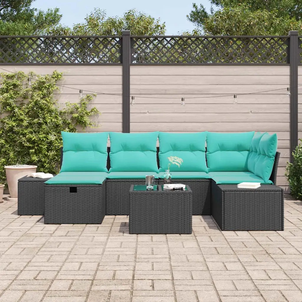 Set Divano da Giardino 7 pz Nero polyrattan 3359395