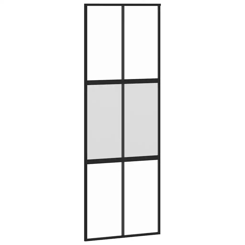Porta Scorrevole Set Ferramenta Nera 76x205 cm Vetro Temperato