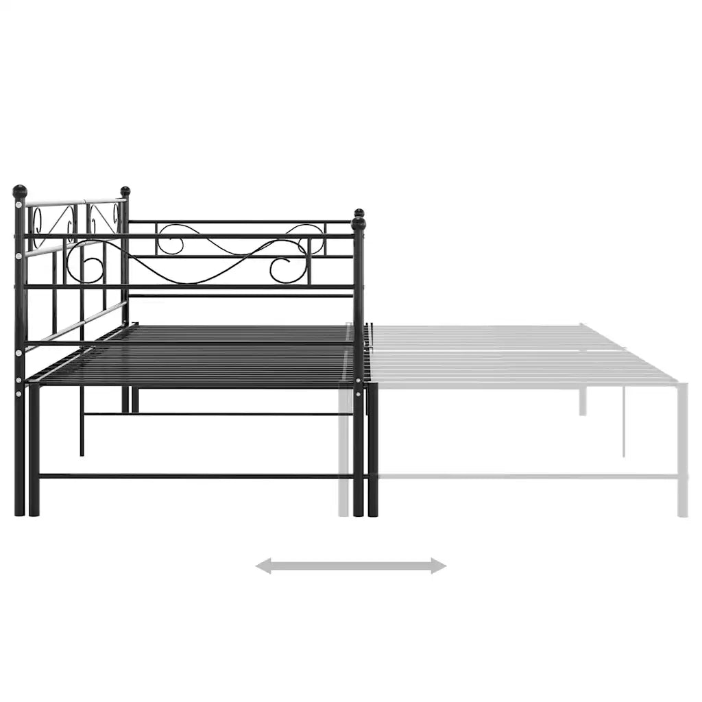Telaio Divano Letto Estraibile Nero in Metallo 90x200 cm