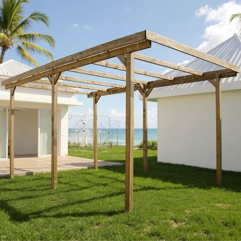 CARPORT IN LEGNO - DELAHAYE 15 mÂ² - SENZA TETTO