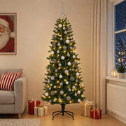 Albero di Natale artificiale con rami snodati e palline 240 cm 3467298