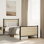 vidaXL Giroletto senza Materaso in Metallo Rovere Sonoma 80x200 cm