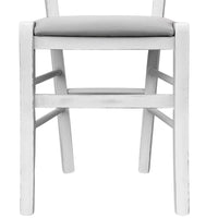 Sedia in legno venezia croce anticata bianca con seduta similpelle grigio chiaro