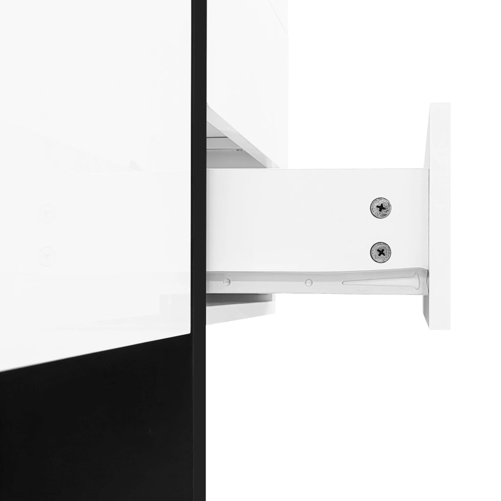 Sideboard moderno bianco lucido 150 cm con 2 ante e 4 cassetti; in MDF e truciolare; bianco nero