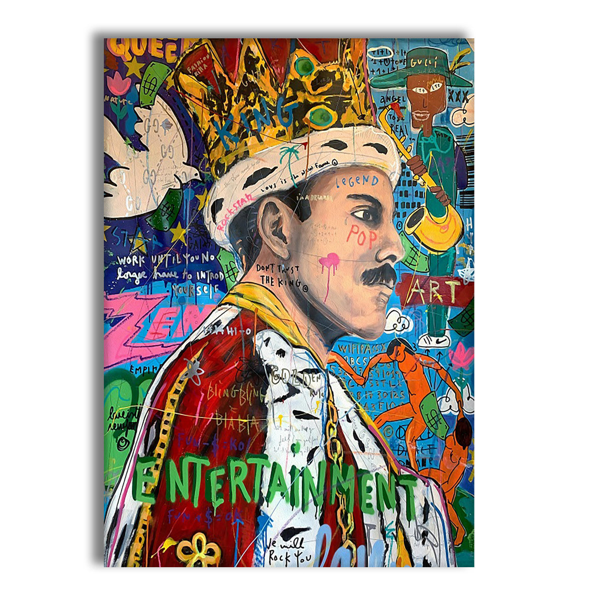 Freddy the King -  Quadro Canvas Contemporaneo su telaio in legno Misura: 70x100 cm