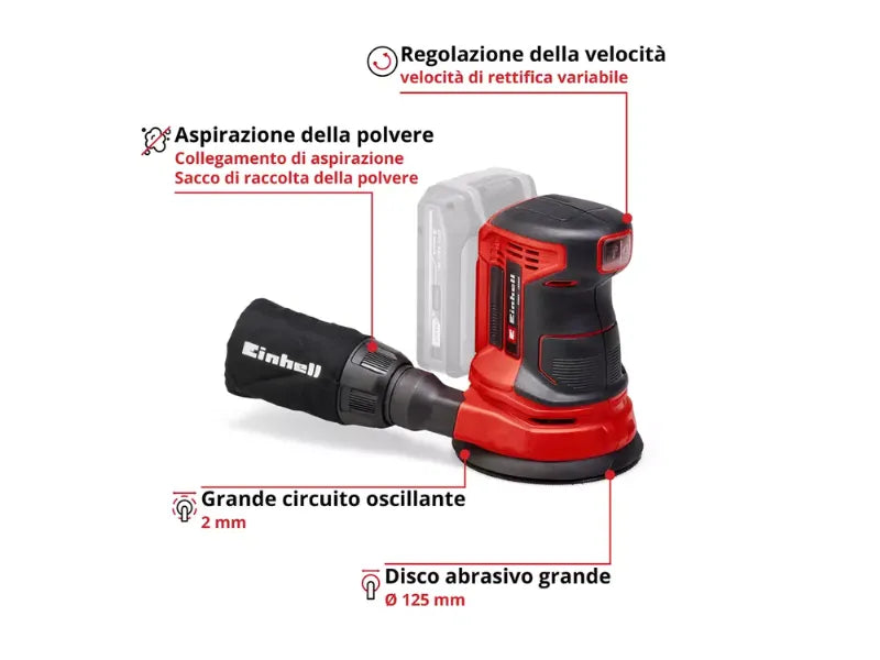 Levigatrice rotorbitale Einhell TE-RS 18 Li - Solo senza batteria e carica