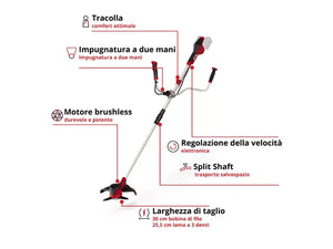 Tagliabordi a batteria Einhell Agillo 36/255 BL-Solo motore Brushless PXC