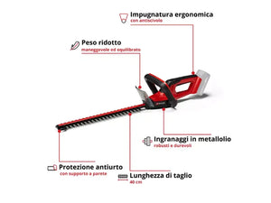 Tagliasiepi a batteria Einhell GC-CH 18/40 Li Solo lama 40cm Power X-Change