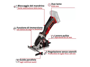 Mini sega circolare a batteria Einhell TE-CS 18/89 Li - Solo senza batteria