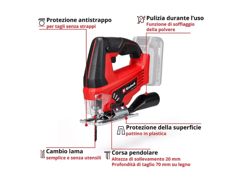 Seghetto alternativo a batteria TC-JS 18 Li Einhell senza batteria e carica