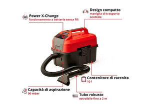 Aspirapolvere solidi e liquidi Einhell TE-VC 18/10 Li-Solo 10L 18V senza filo