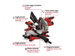 Troncatrice a batteria Einhell TE-SM 36/210 Li - Solo tagli angolari e obliqui