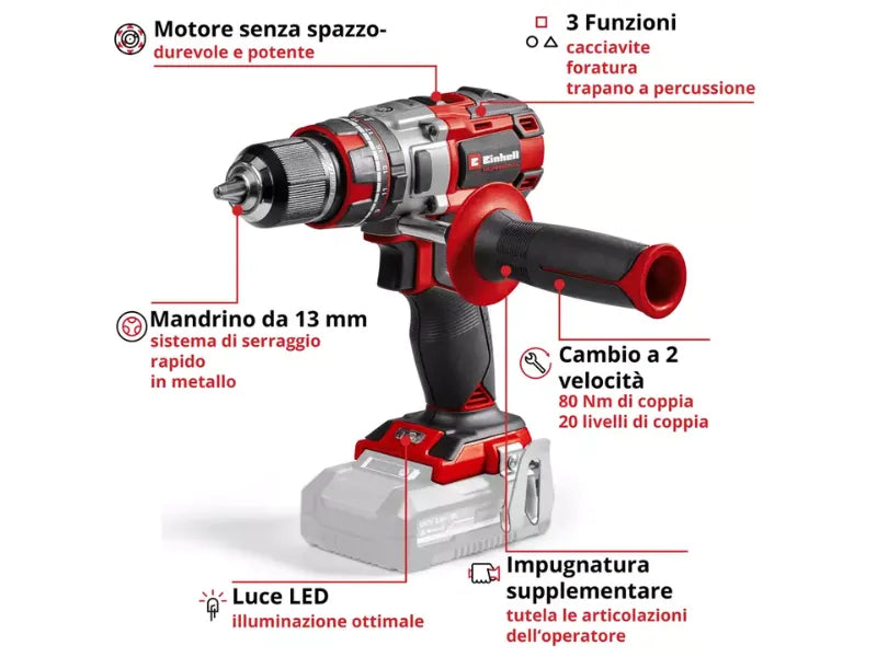 Trapano avvitatore a batteria TP-CD 18/80 Li-i BL - Solo 18V no batteria e carica