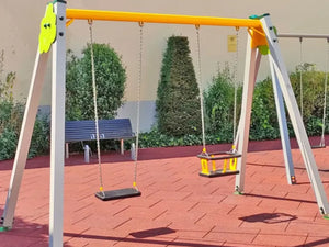 Altalena Alexander 2 posti 952 acciaio alluminio sedili variabili H240cm - Piano/gabbia