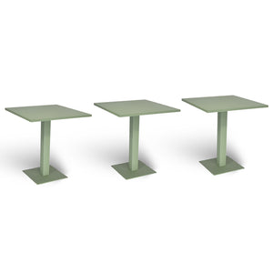 Tavolo da bar verde opaco cm 70 x cm 70 con piano in alluminio verniciato x 3
