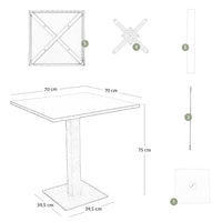 Tavolo da bar verde opaco cm 70 x cm 70 con piano in alluminio verniciato x 3